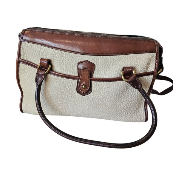 VTG Dooney & Bourke SATCHEL All Weather Leather Pebble creme BONE Broke Zipper - Picture 3 of 15